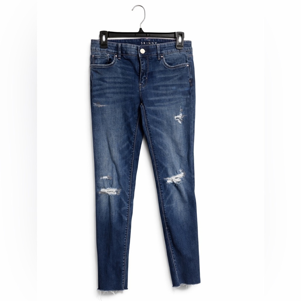 White House Black Market Skinny Jeans Distressed Stretch Denim Women's Size 4